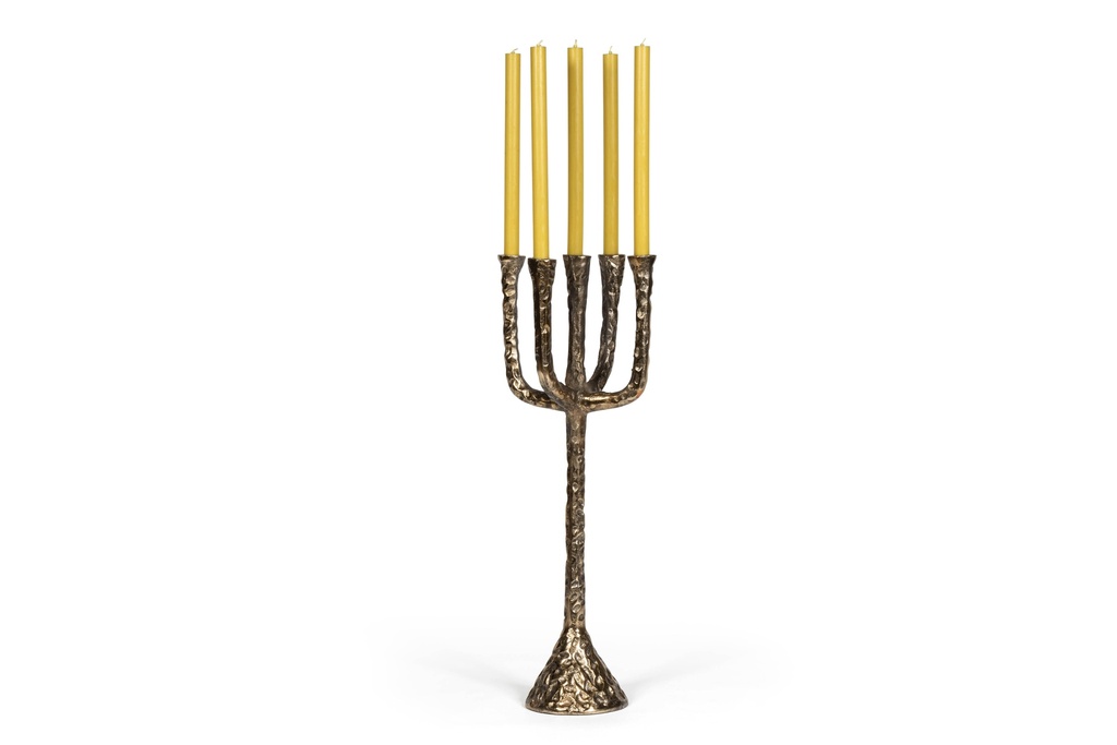 Taperholder with 5 branches - metal - gold antique - Ø50 x 64cm- p 1/4