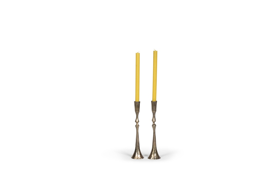 Handforged taperholder medium - metal - brass antique - Ø7x 29cm - p /2