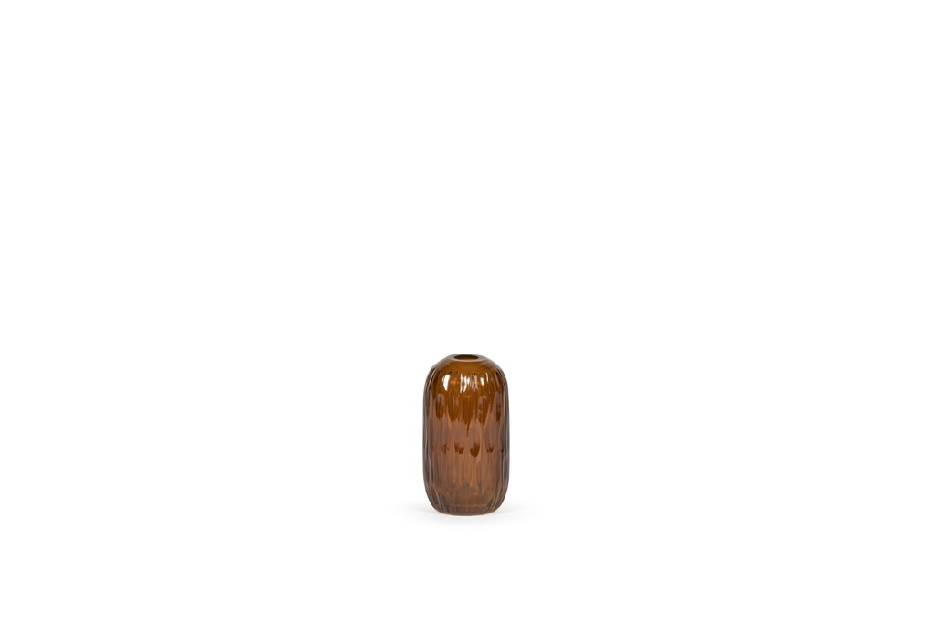 Flowervase handcut small - glass - amber  - Ø 7x14cm - p 4/16