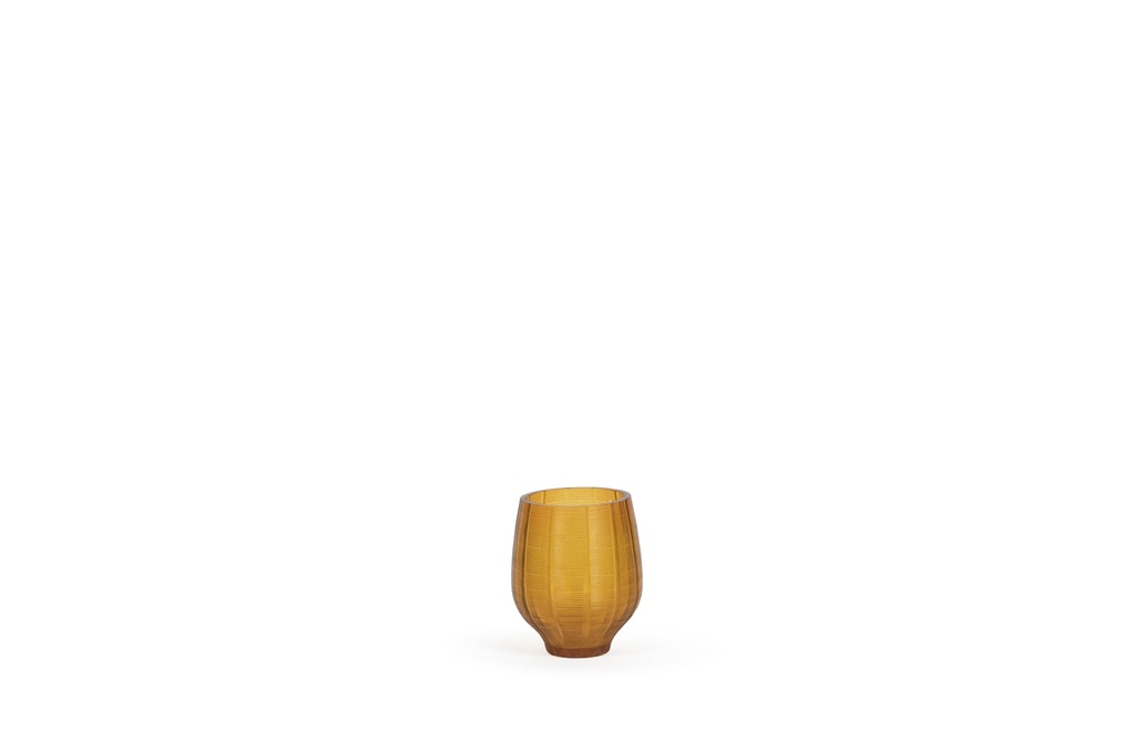 Vertical handcut vase - glass - amber - Ø 10x12cm - p 1/12