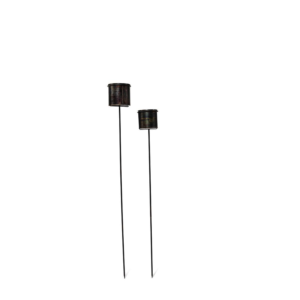 Garden Candle on stick - outdoor metal - old silver - Ø16x135cm - 1 - ext. cot. - p/7