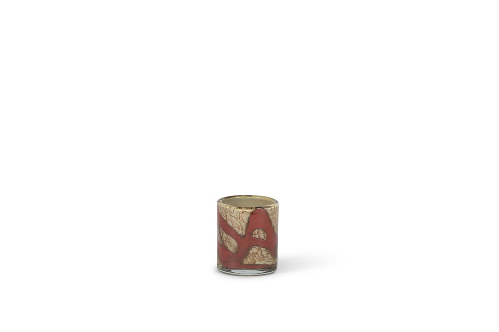 Thick votive cylinder with honey red wave design - Ø9 x 10cm - p 6