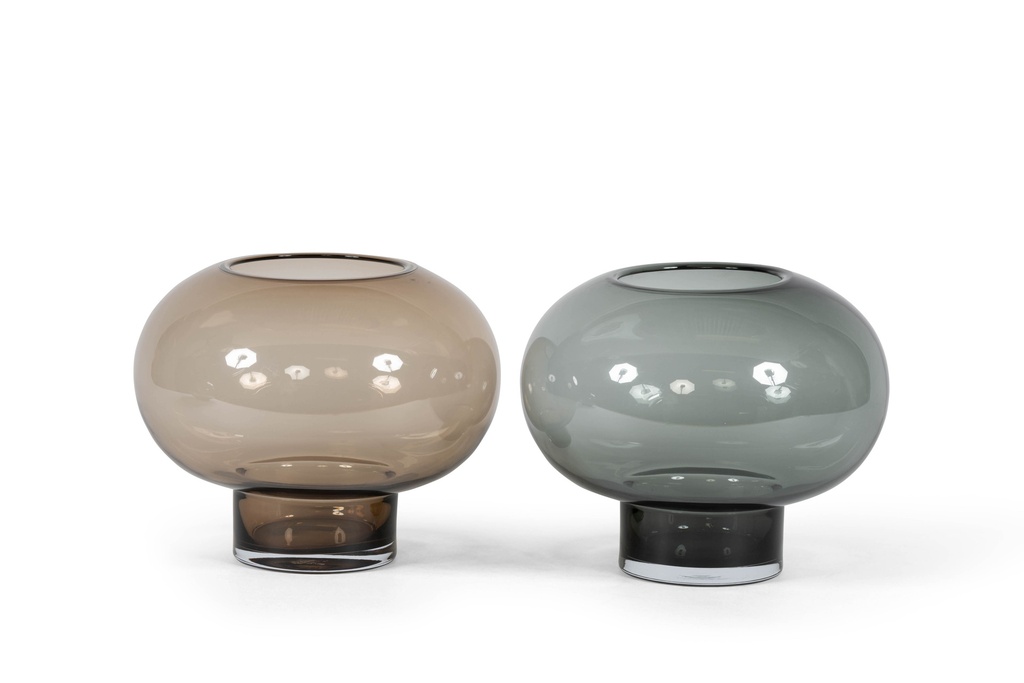 Bollvase on stand - glass - mocha - Ø29 x 23.5cm - p/1