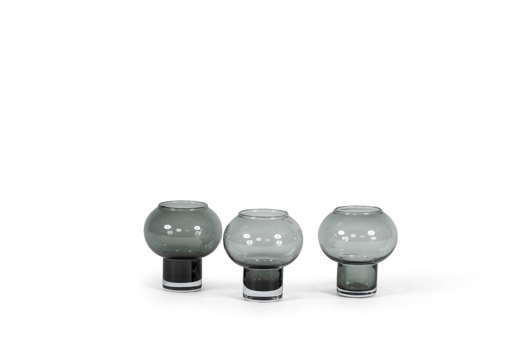 Bollvotive on stand - glass - smoke - Ø12 x 13cm - p/4