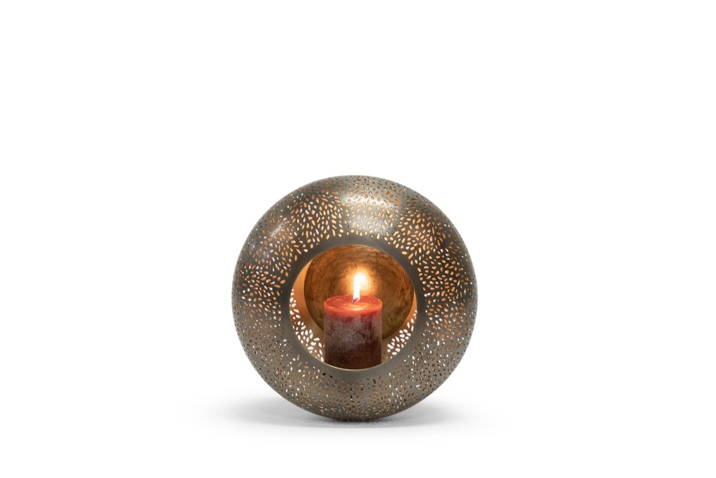 Wall Candleholder round - metal - nickle antique /gold leafing Ø31x17cm - p 1/3