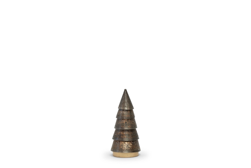 Xmas Tree candleholder S - metal - nickle antique / gold - Ø13 x 29cm - p/1/6