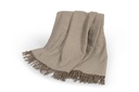 Plaid Handloom Woven Marino With Fringes - Wool - Ivory/Mushroom - 140cm x 200cm - p /1