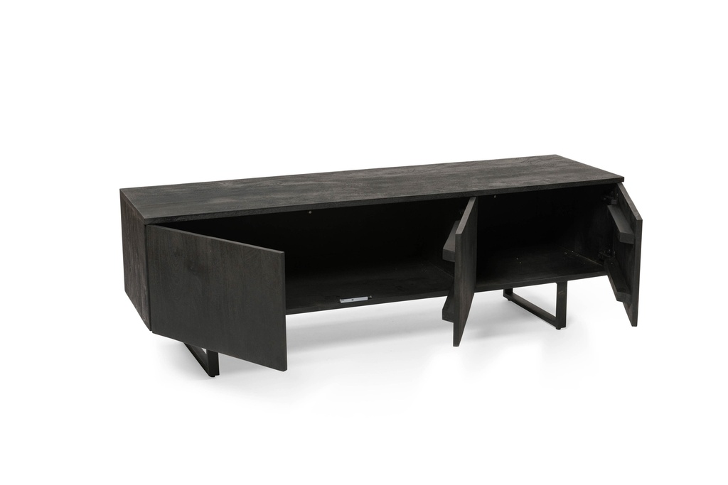 Cabinet 3 doors - mango wood + iron - brushed black - 140x40x45cm - p/1/1