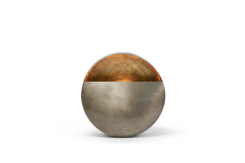 Wall candleholder round - metal - nickle antique/gold leafing inside - Ø26 x 13cm - p 1/4