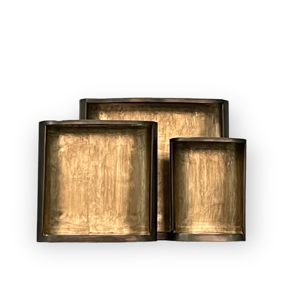 Standing wall candle holder - metal - nickle antique /gold antique leafing - big 44,5x15x40,5cm -  p 1/3