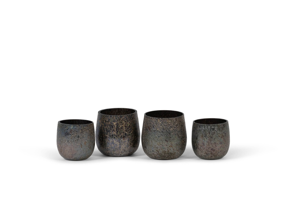 Theelight - glass - green forest spotted black color inside- Ø10 x 10cm - p 6/24