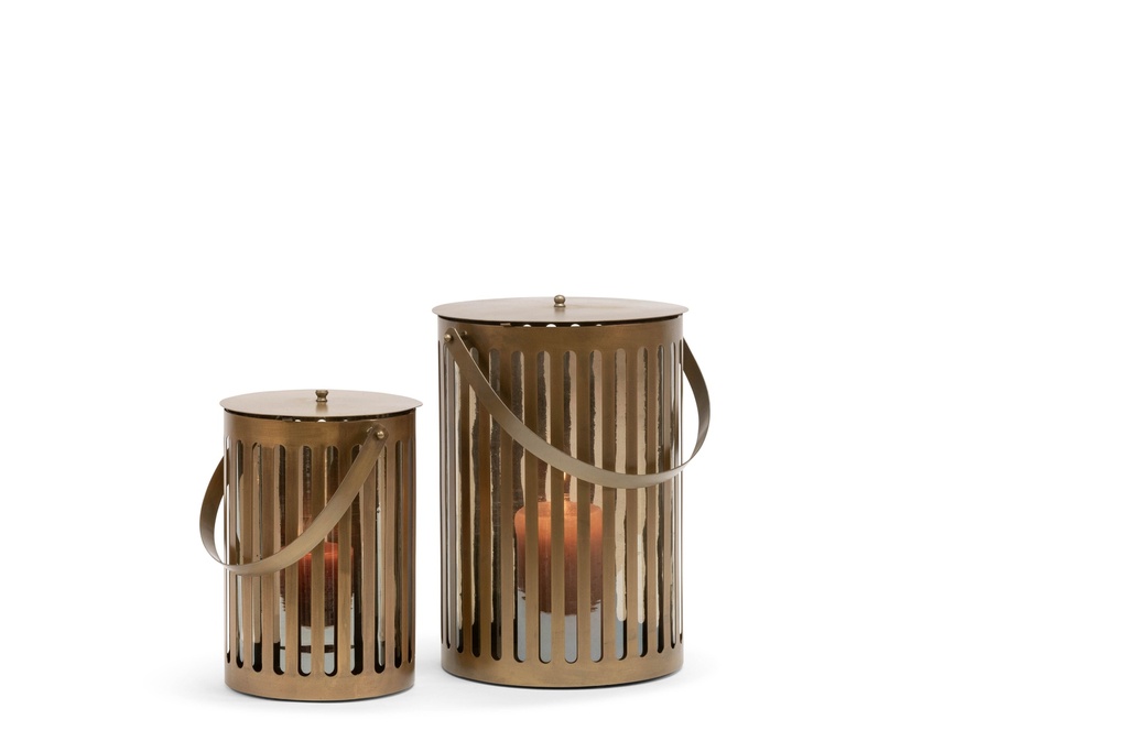 Hurricane round - metal + glass - brass antique + smoke - big Ø 31x43cm - p/1