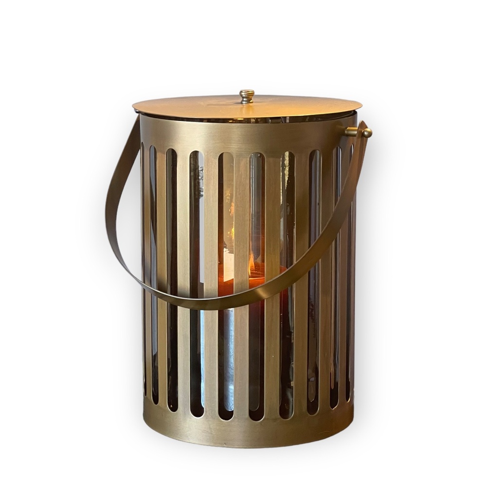 Hurricane round - metal + glass - brass antique + smoke - big Ø 31x43cm - p/1