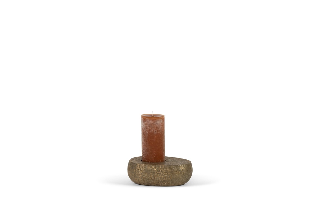Pebble candleholder bowl for candle Ø 8,6 - criss cross antique gold - alu - 23x18x7.5cm - p 2