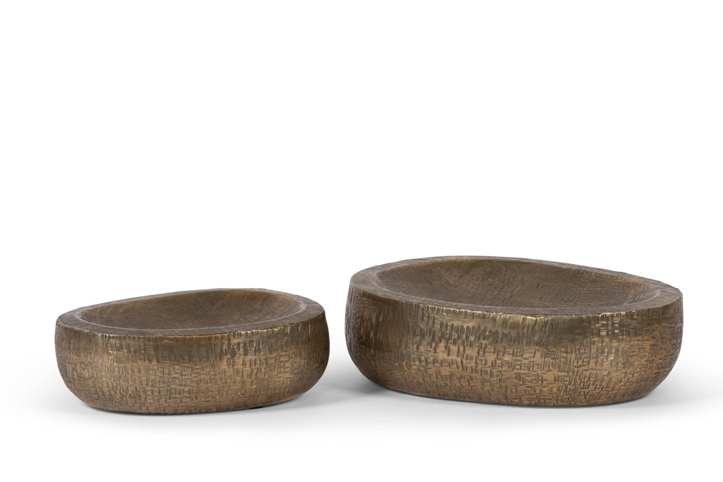 Criss cross pebble bowl big - metal - antique gold - Ø 44,5x35x13cm - p /1/1