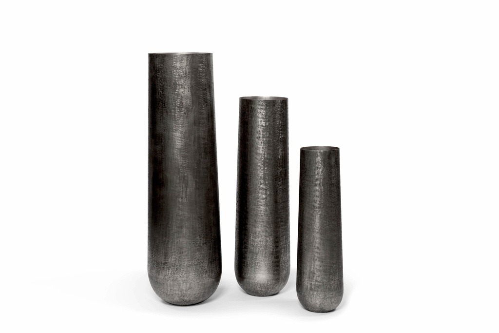 Planters criss cross, set of 3 - metal - graphite - Ø19x72cm / Ø26x90cm / Ø35x109cm - p /1set