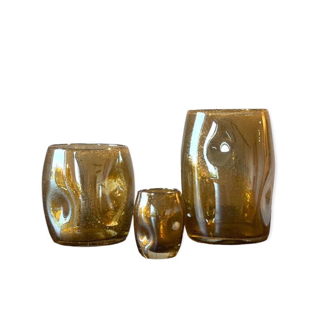 Thick votive organic - glass - brown - Ø8 x 11cm - p 6