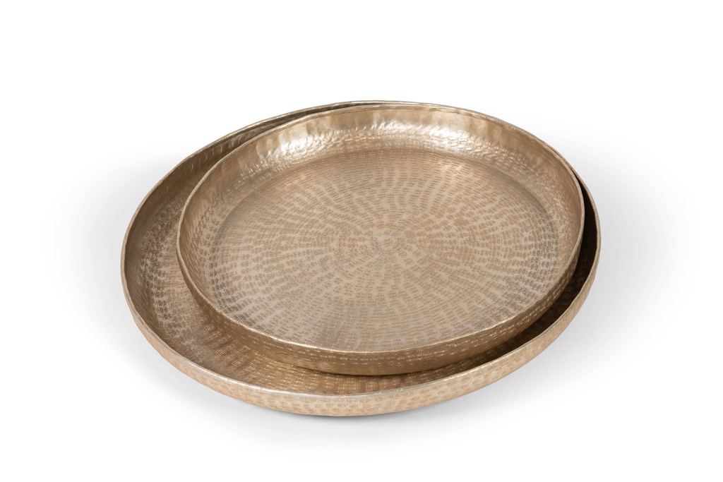 Bowl big weave textured - metal - champagne - Ø60 x 6,5cm - p/1/2