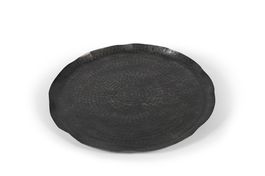 Plate large weave textured - metal - graphite - Ø58,5x3cm - p/2/4