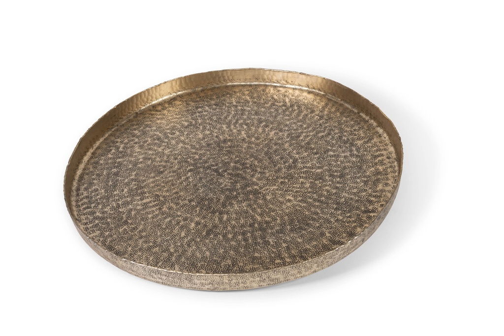 Plate square textured - metal - antique champagne gold - large 60,5x60,5x4cm - p/1/2