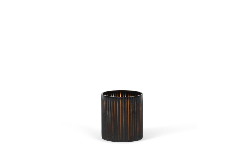 Cylinder vase big pencil cut - glass - butterbrown - Ø18 x 18cm - p 1/4