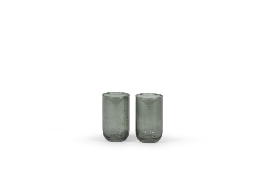 Theelight holder - glass - dirty green - Ø6.5 x 11.5 cm  - p 6/36