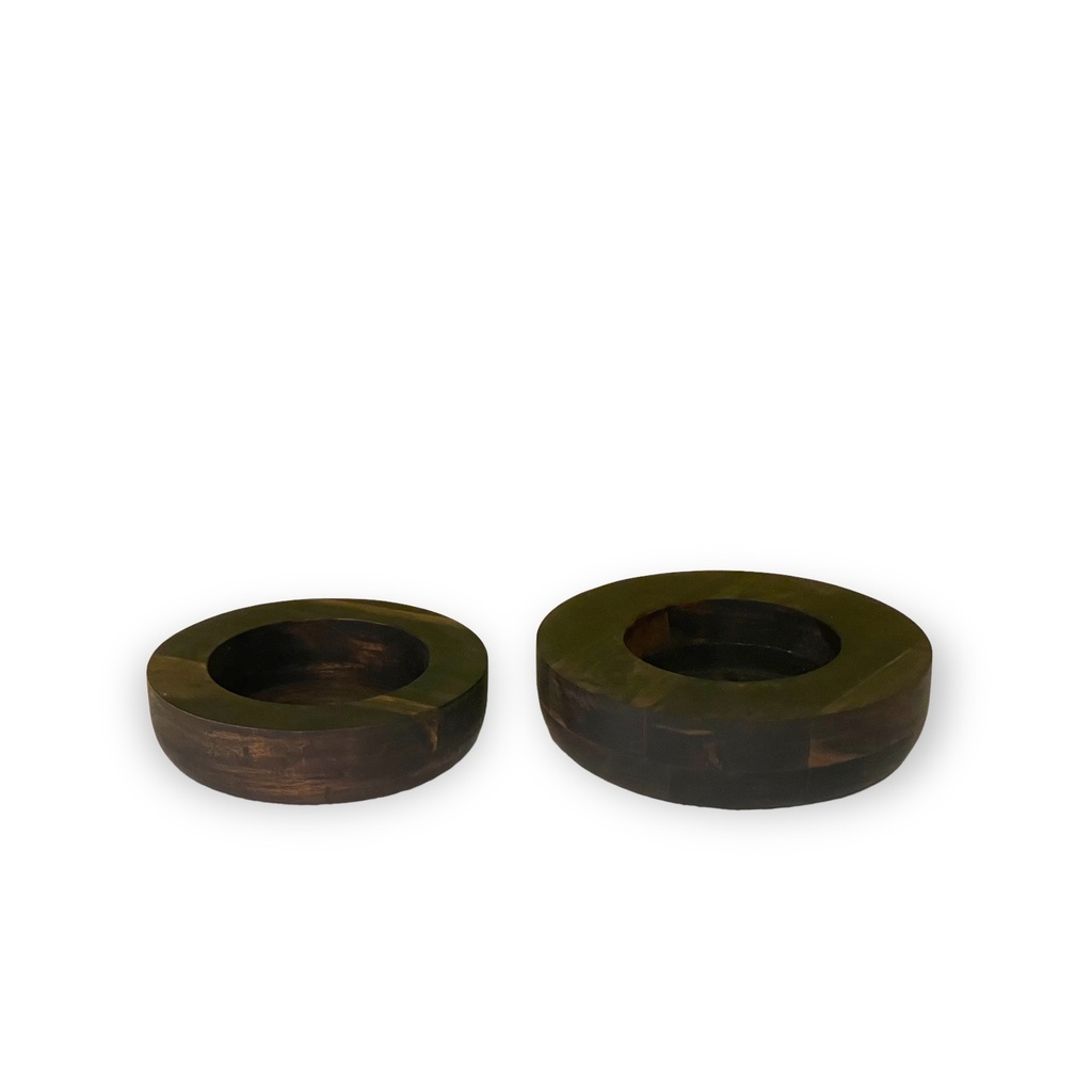 Wooden Base for DCGI516 & DCGI518 - oiled acacia wood - blacked oxidised - Ø 24x7cm - p/1/4