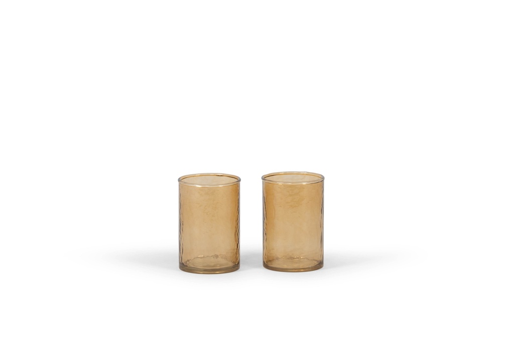 Tlight holder hammered - glass - smoke - Ø7 x 11cm - p 6/36