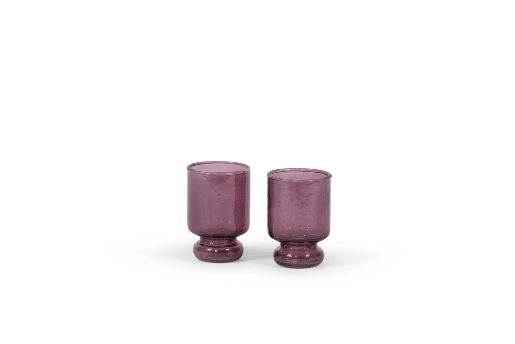 Theelight holder hammered on base - glass - purple - Ø 7 x 10cm - p 6/36