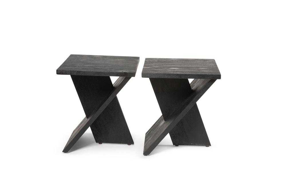 Side table X - mat black brushed wood - SB black - 40x40x45cm - p/1/1 