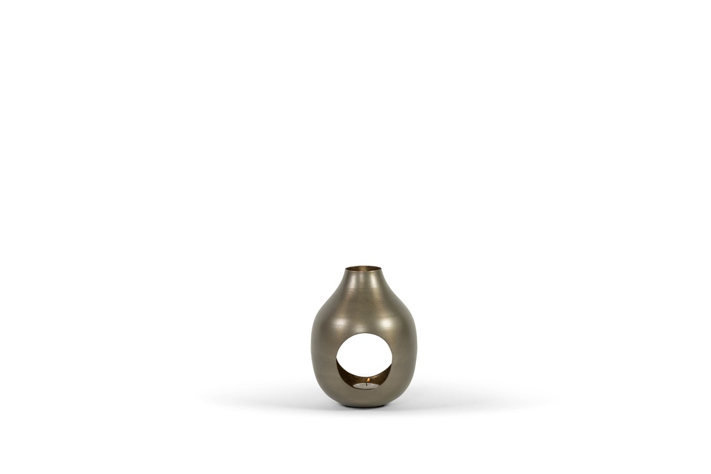 T-lightholder nickle antique / gold antique - Iron - Ø16 x 20 cm - p/2/8