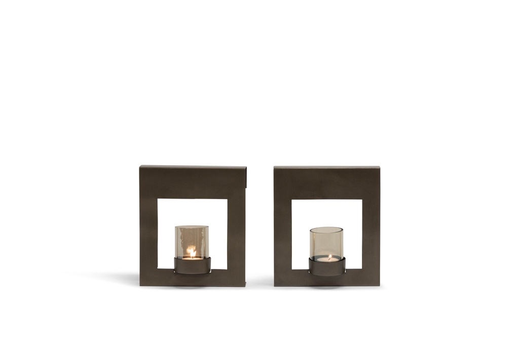 Wall T-Lightholder - nickle antique with smoke glass - Iron - 19 x 7,5 x 21,5cm - p 4