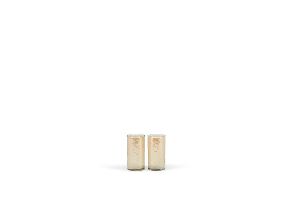 T-Lightholder hammered - gold luster  - glass - Ø 6x10cm - p/6/24