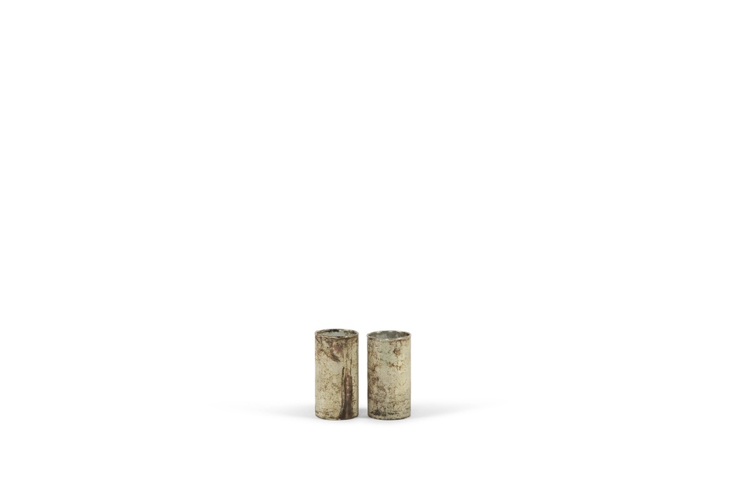 T-Lightholder hammered - copper oxidised  - glass - Ø 6x10cm - p/6/24