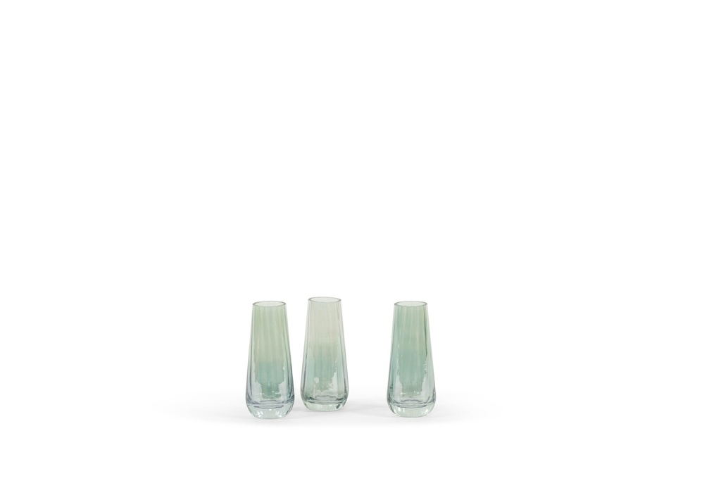 Soliflower striped green luster - glass - Ø7x16cm - p/4/1