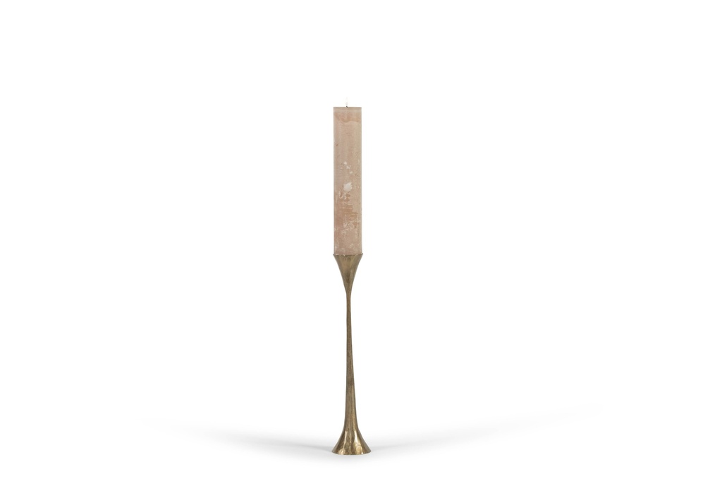 Handforged candle holder for Ø5,7 - brass antique - large - H 40cm - p/2/16
