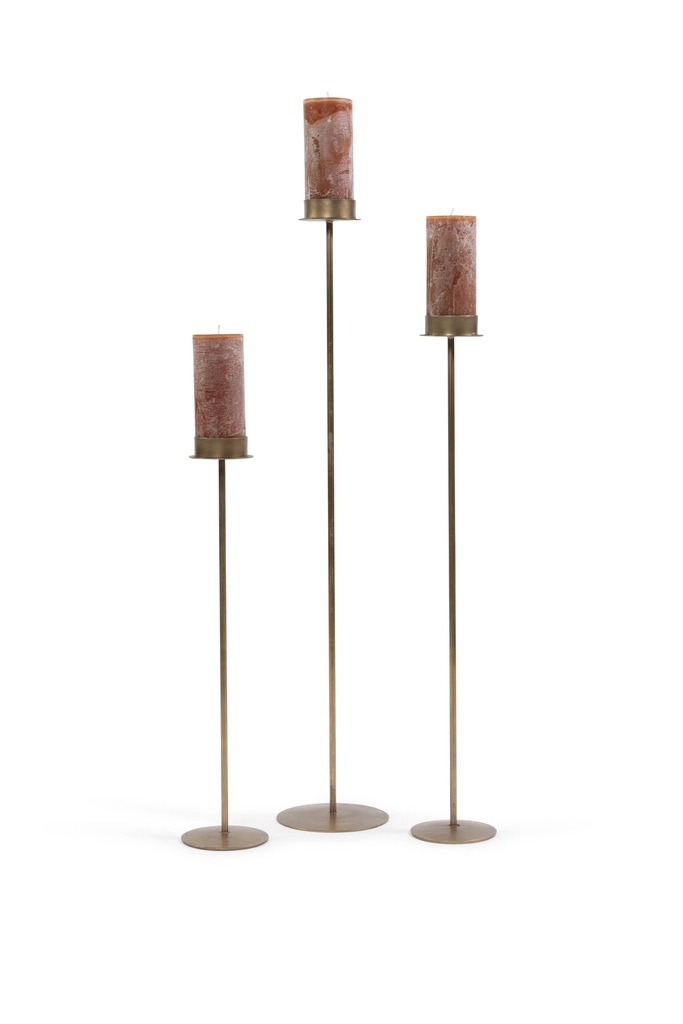 Handforged candle holder for Ø8,6 - brass antique - small - H 70 - p/2/4