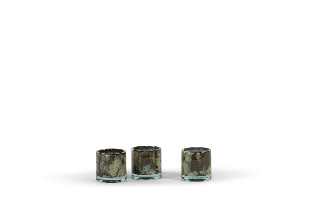 Thick votive cylinder camouflage brown - Ø10x10cm - p/4/1