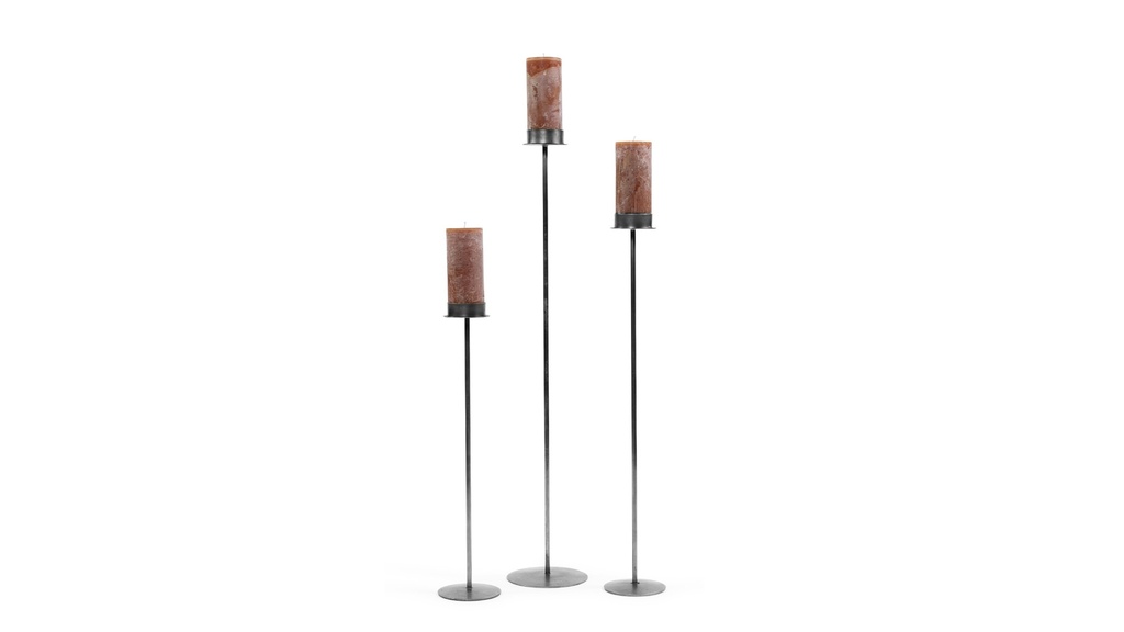 Handforged candle holder for Ø8,6 - natural black - large - H 110 - p/2/4