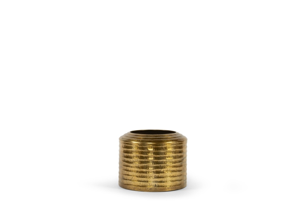 Big Round Ribbed Planter - metal - antique gold - Ø 60x45cm - p/1/1