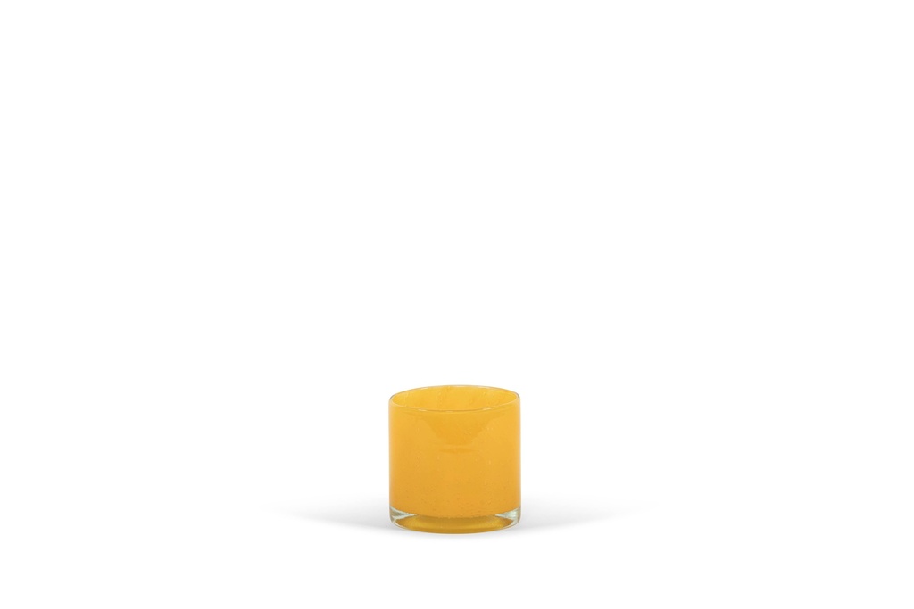 Thick votive cylinder - glass - yellow - Ø 14 x 15cm - p/4