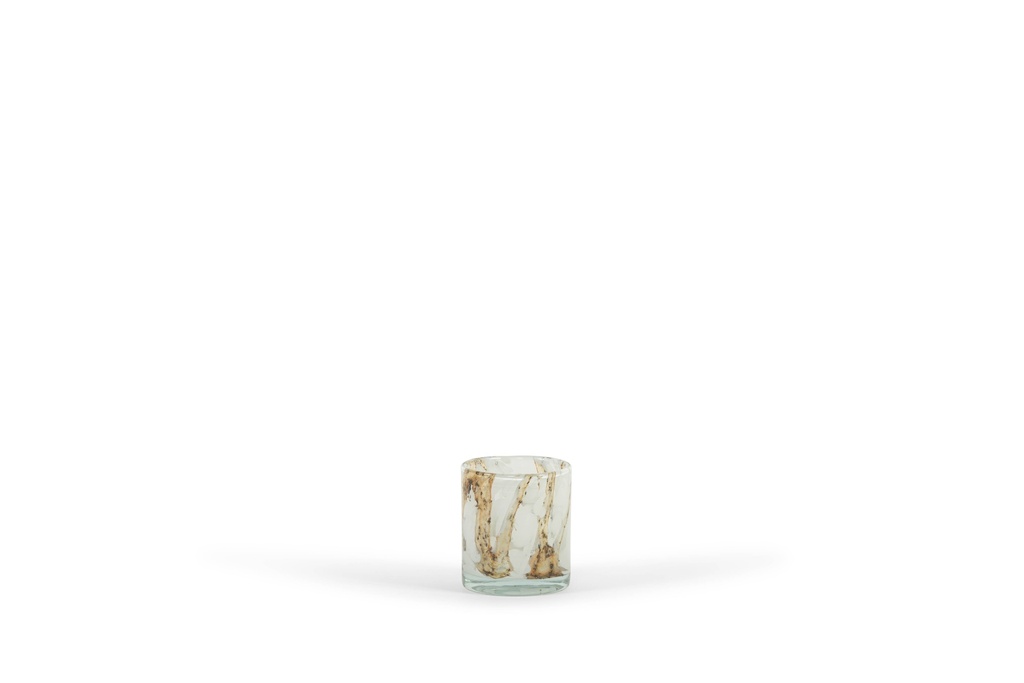 Thick votive cylinder Lava finish - glass - amber brown - Ø 11x12cm - p/6