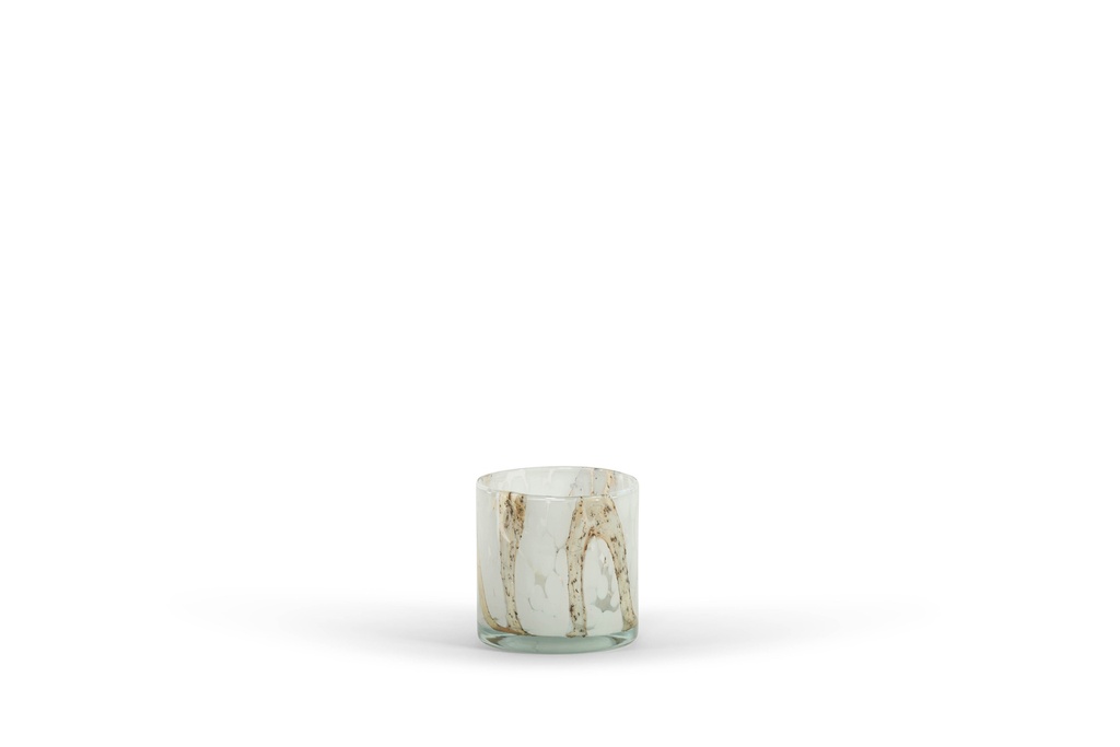 Thick votive cylinder Lava finish - glass - amber brown - Ø 14x15cm - p/4