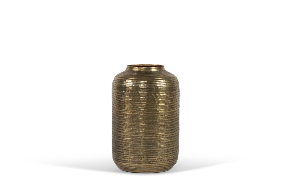 Bulb vase organic stripes - metal - antique gold - Ø 33x48cm - p/1/1