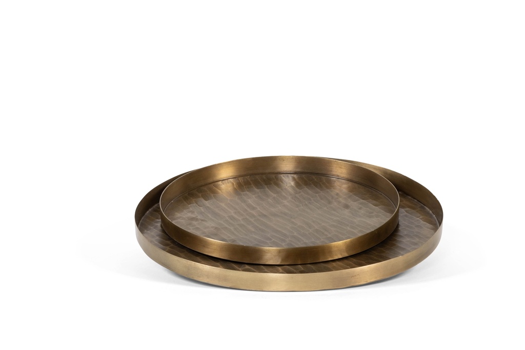 Metal tray cross texture - aluminium - brass antique - small Ø35cm - p2/10