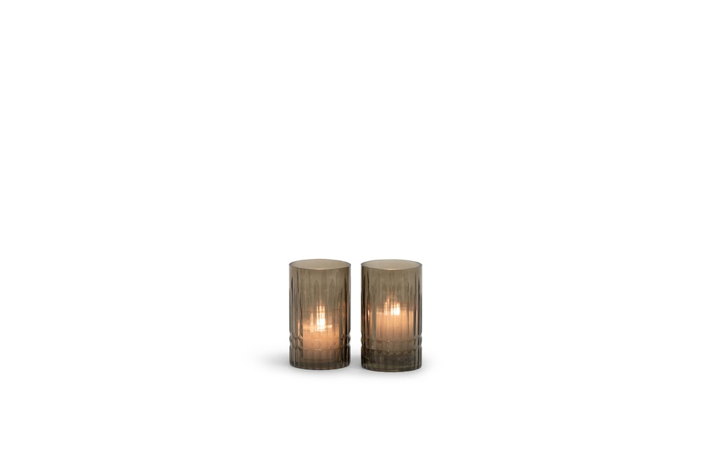 T-Light holder handcutted light smoke - glass - Ø 7x12,5cm - 4/24