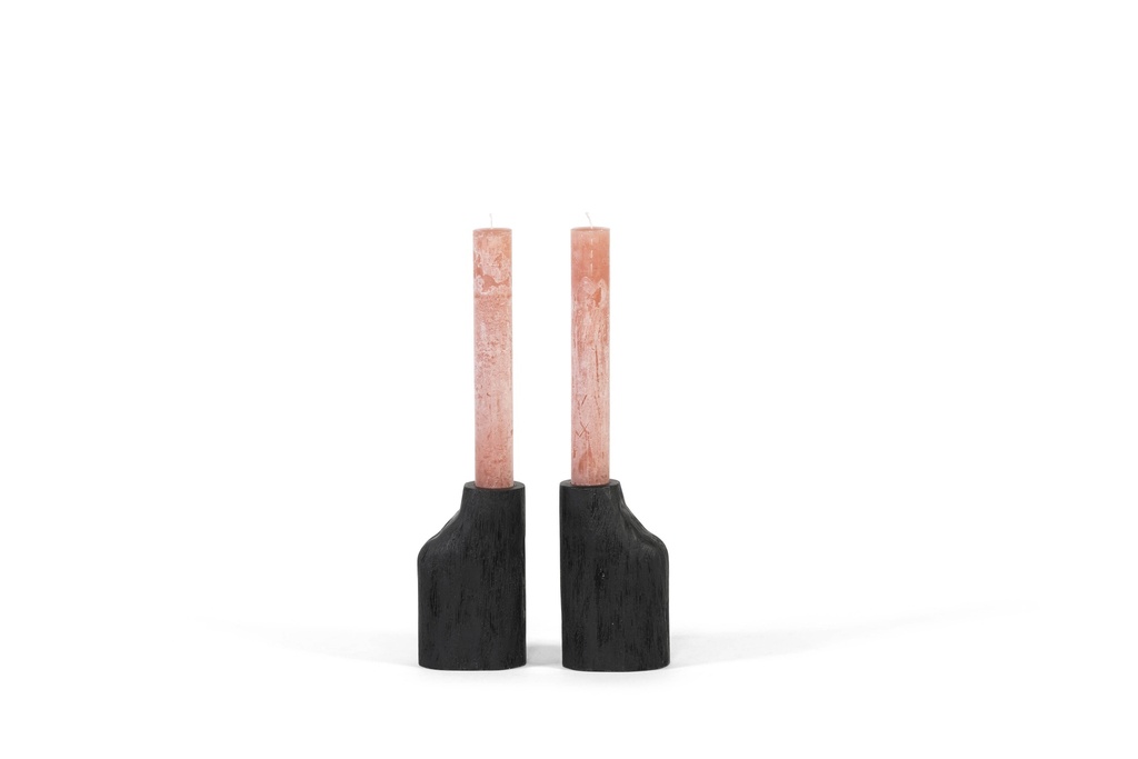 Candleholder for Ø4,4 - wood - black mat brushed - 12X9X20cm - p2/16