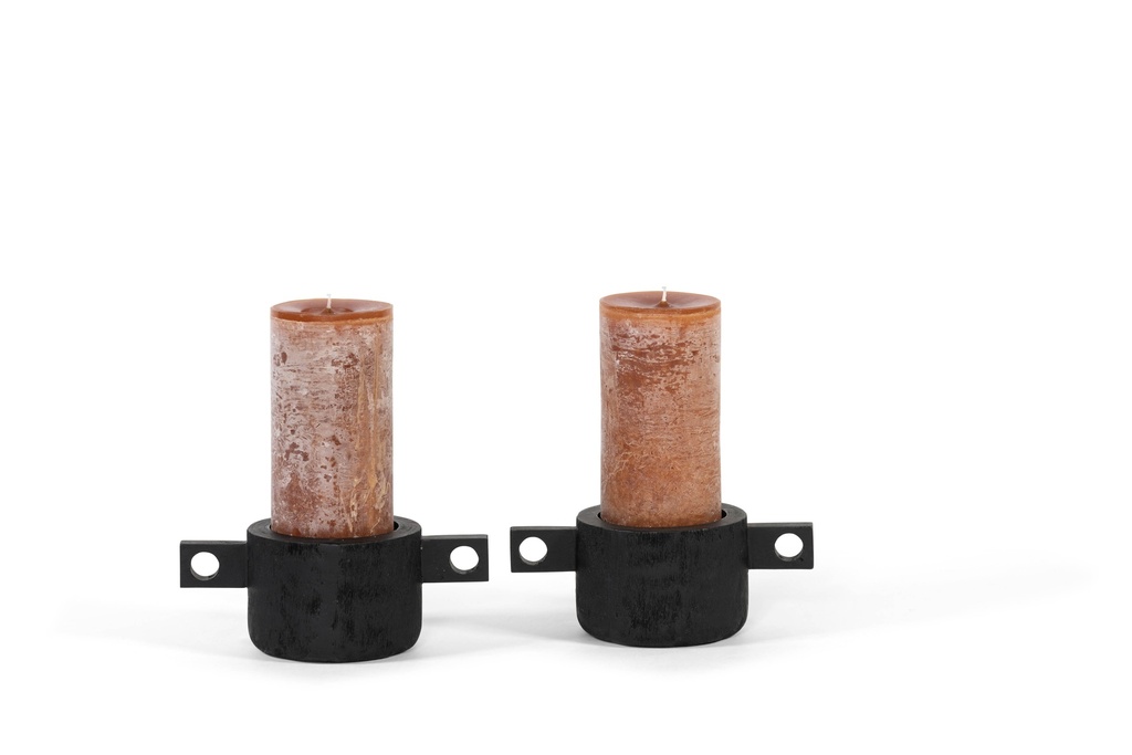 Candleholder for Ø8,6 - wood - black mat brushed - 27X14X9cm - p2/8