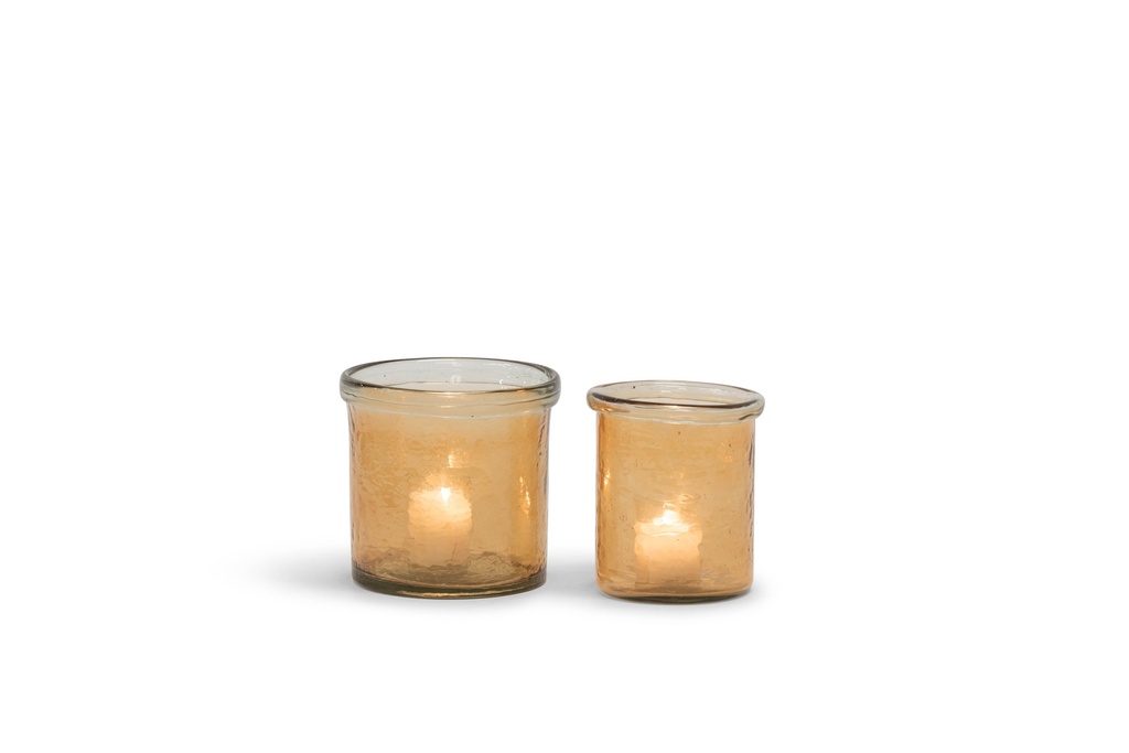 Thick votive hammered with lip shiny gold set of 2- Ø 16x16cm - Ø 13x13cm - p 2 sets