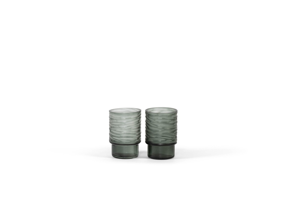 T-light holder round with ribble cutting - grey - big - Ø8x12,5cm - 4/24